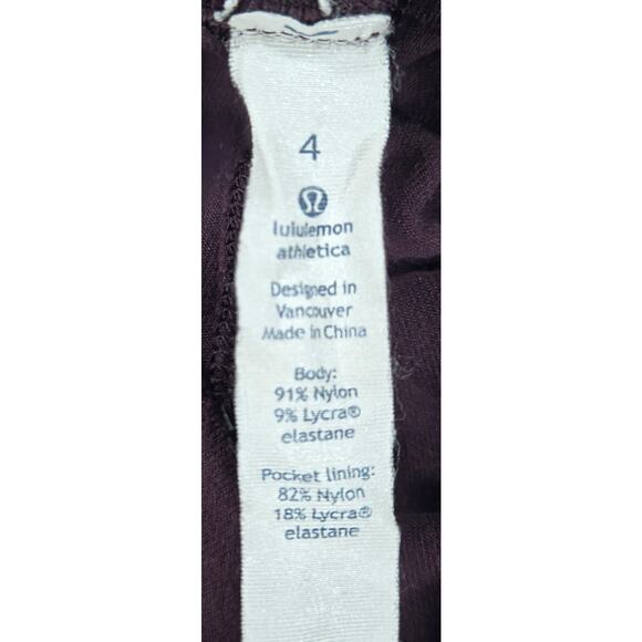 Lululemon Athletica High Rise Purple Pull On Pants Women's Size 4 - Picture 2 of 6